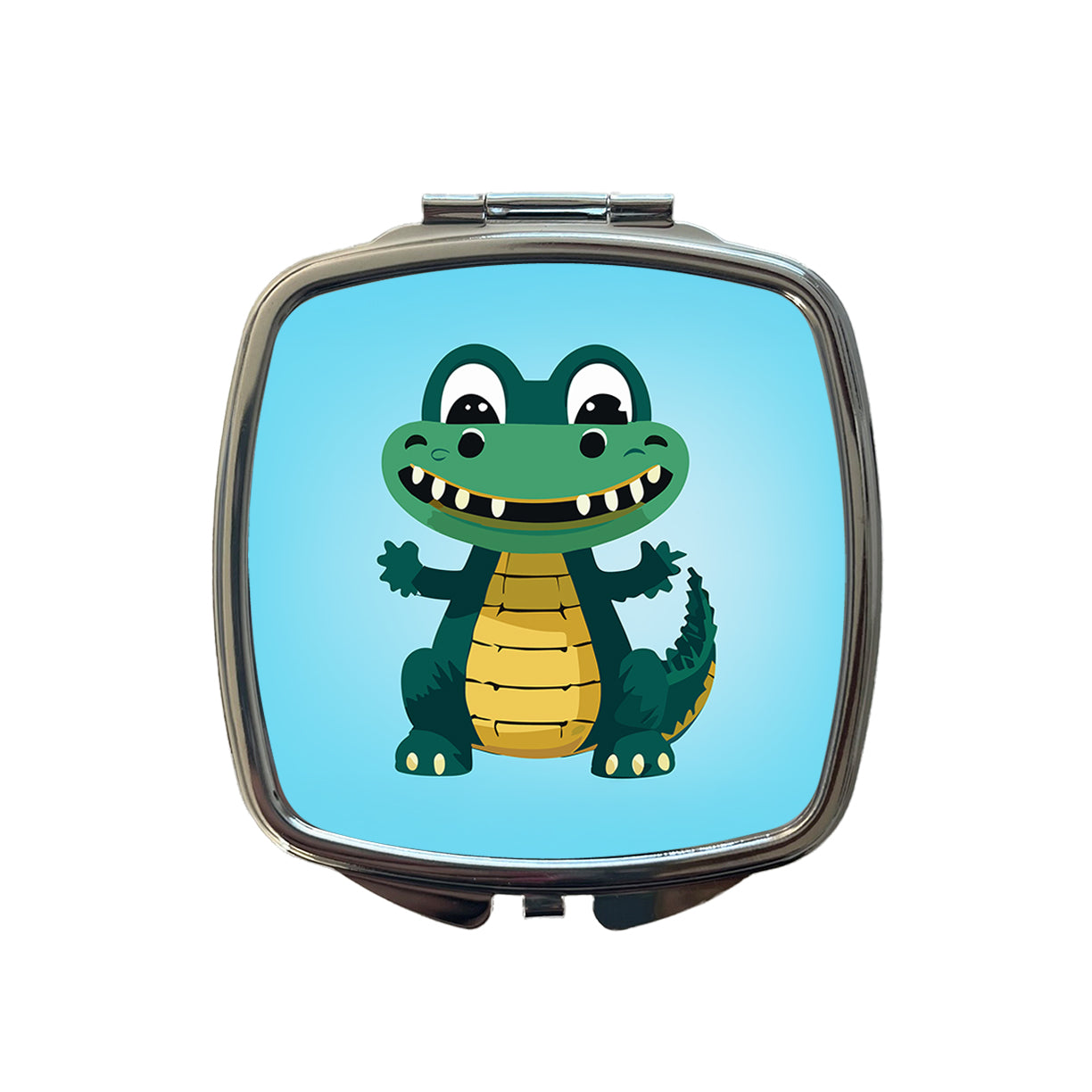 Alligator Crocodile Happy Small Travel Purse Handbag Pocket Makeup Compact Mirror