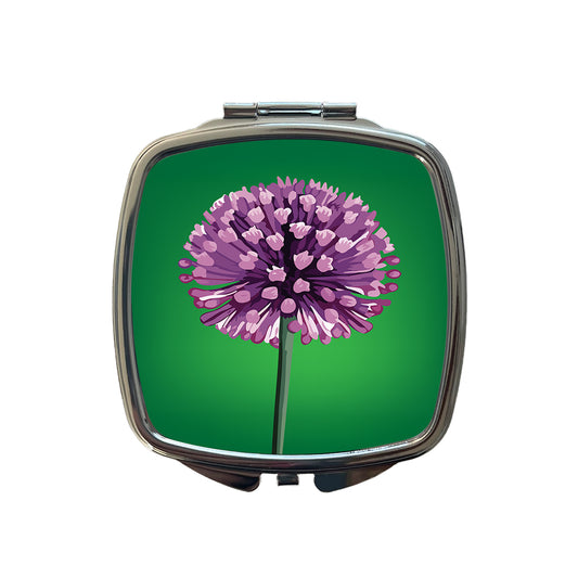 Allium Flower Purple Watercolor Small Travel Purse Handbag Pocket Makeup Compact Mirror