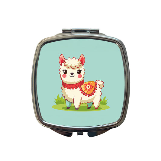 Alpaca Cute Small Travel Purse Handbag Pocket Makeup Compact Mirror