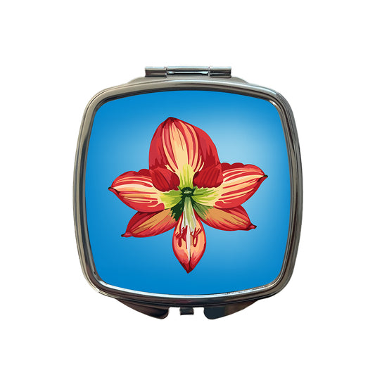 Amaryllis Flower Christmas Small Travel Purse Handbag Pocket Makeup Compact Mirror