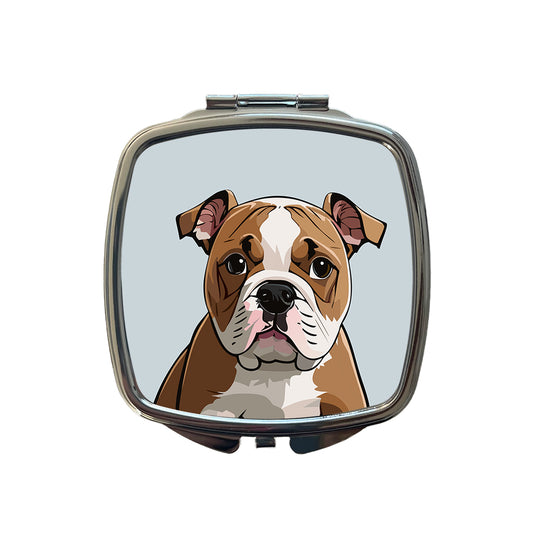 American Bulldog Staring Small Travel Purse Handbag Pocket Makeup Compact Mirror