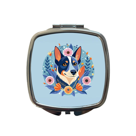 American Cattle Dog Floral Flowers Small Travel Purse Handbag Pocket Makeup Compact Mirror