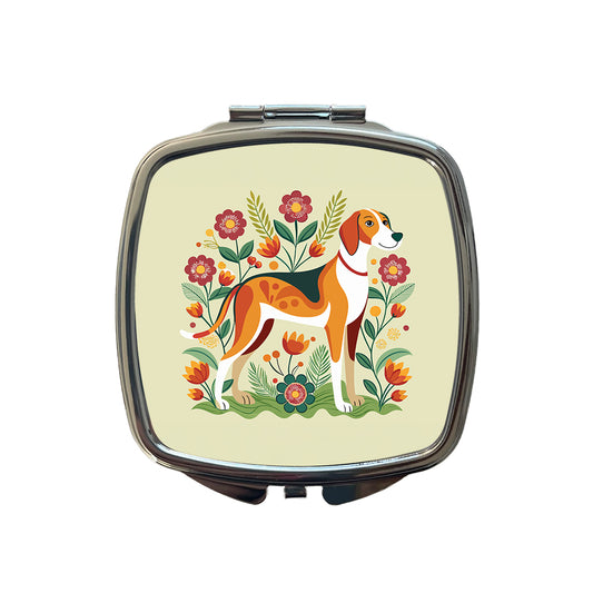 American Foxhound Dog Floral Flowers Small Travel Purse Handbag Pocket Makeup Compact Mirror
