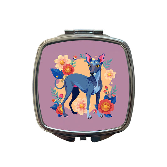 American Hairless Terrier Dog Floral Flowers Small Travel Purse Handbag Pocket Makeup Compact Mirror