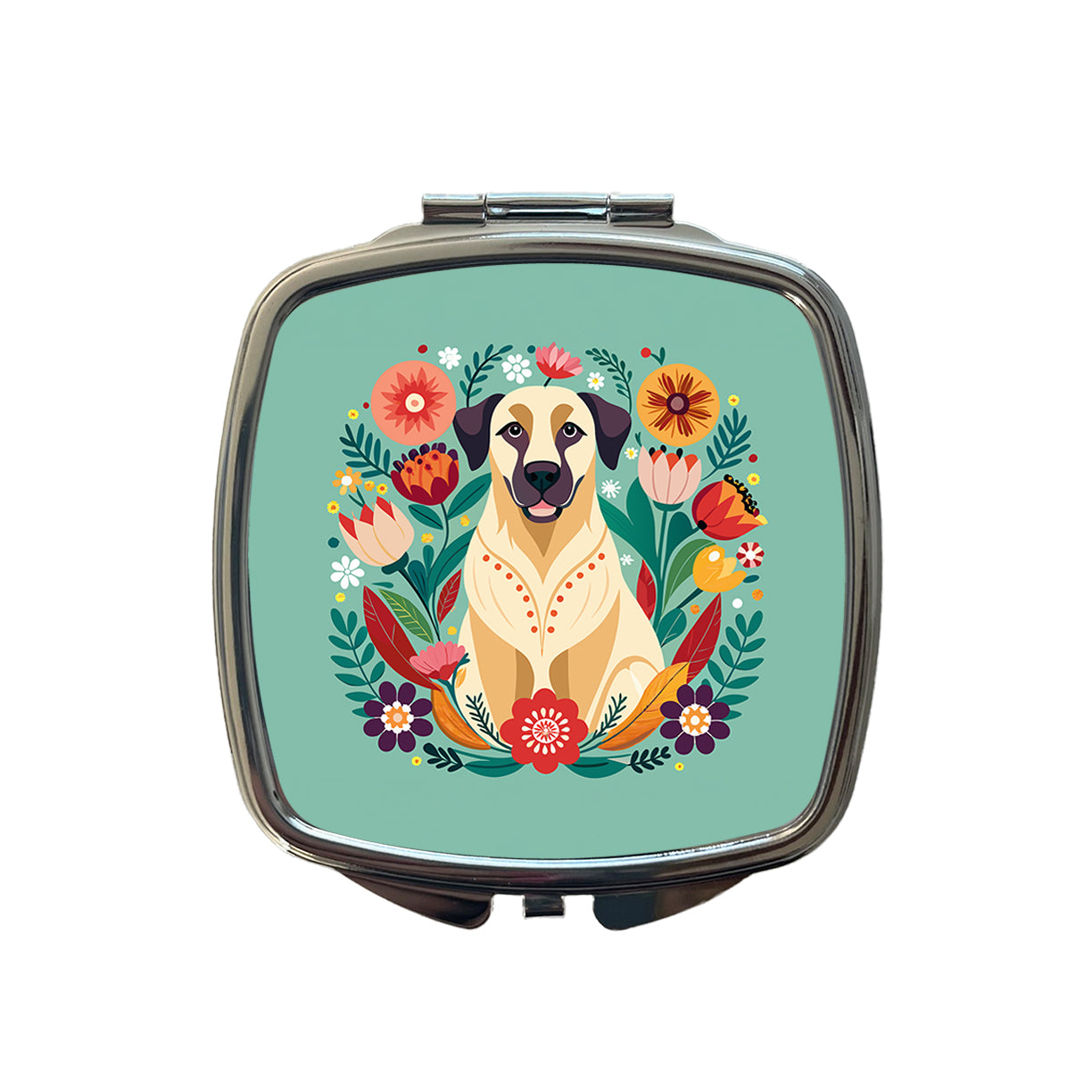 Anatolian Shepherd Dog Floral Flowers Small Travel Purse Handbag Pocket Makeup Compact Mirror