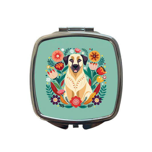 Anatolian Shepherd Dog Floral Flowers Small Travel Purse Handbag Pocket Makeup Compact Mirror
