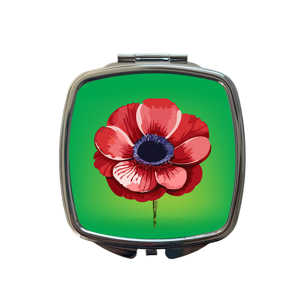Anemone Flower Watercolor Red Small Travel Purse Handbag Pocket Makeup Compact Mirror