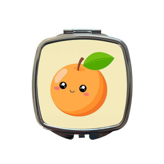 Apricot Cute Happy Fruit Small Travel Purse Handbag Pocket Makeup Compact Mirror