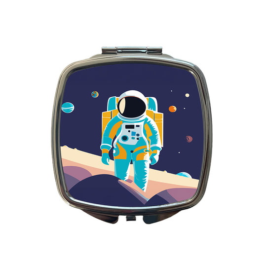 Astronaut in Outer Space Planets Science Fiction Small Travel Purse Handbag Pocket Makeup Compact Mirror