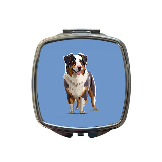 Australian Shepherd Dog Standing Small Travel Purse Handbag Pocket Makeup Compact Mirror