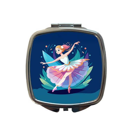 Ballerina Ballet Dancer Cute Small Travel Purse Handbag Pocket Makeup Compact Mirror