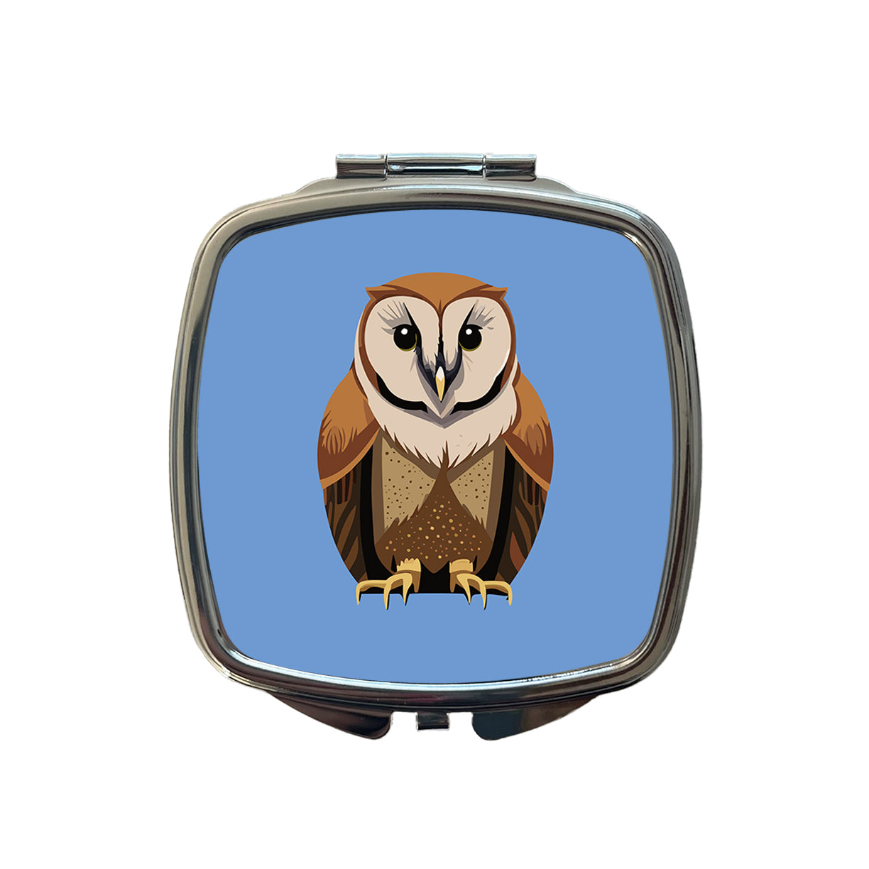 Barn Owl Staring Small Travel Purse Handbag Pocket Makeup Compact Mirror