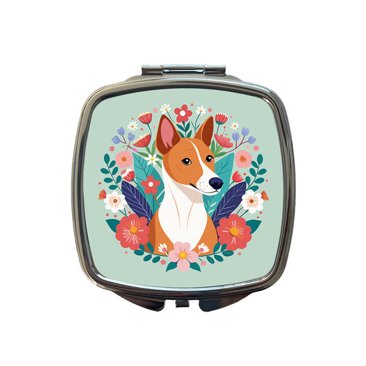 Basenji Dog Floral Flowers Small Travel Purse Handbag Pocket Makeup Compact Mirror