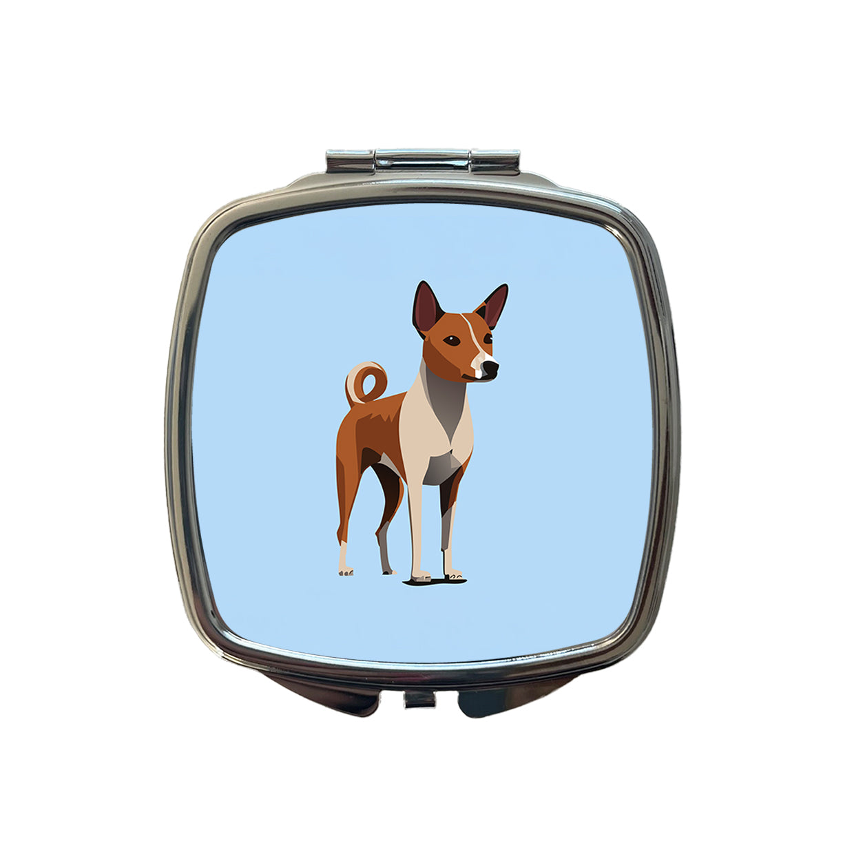 Basenji Dog Standing Small Travel Purse Handbag Pocket Makeup Compact Mirror