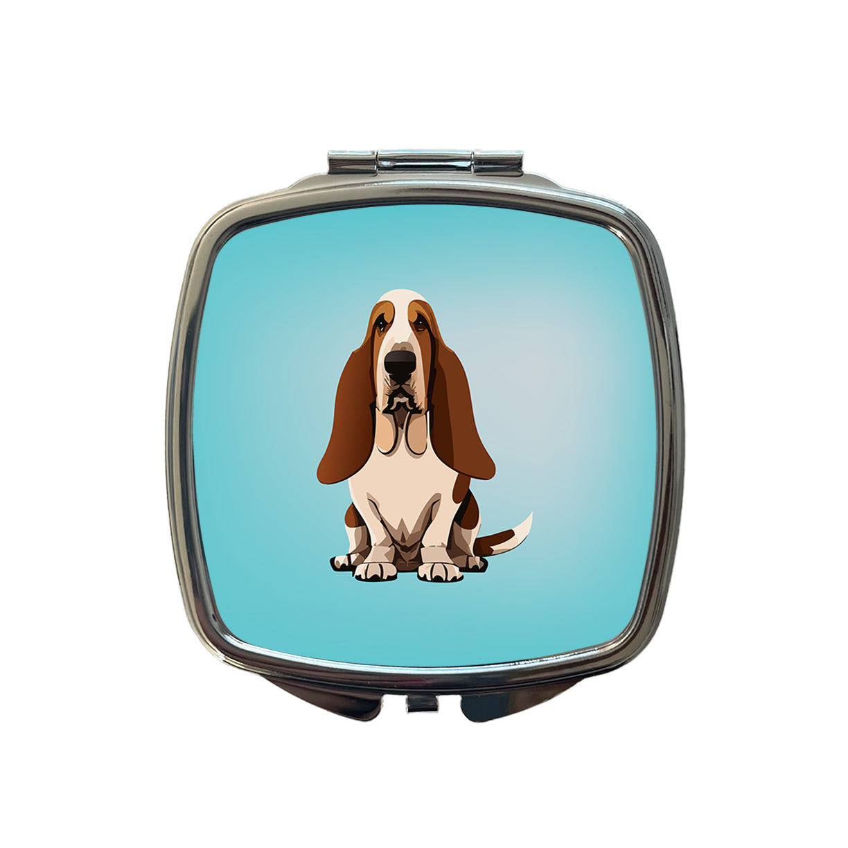 Basset Hound Dog Sitting Small Travel Purse Handbag Pocket Makeup Compact Mirror