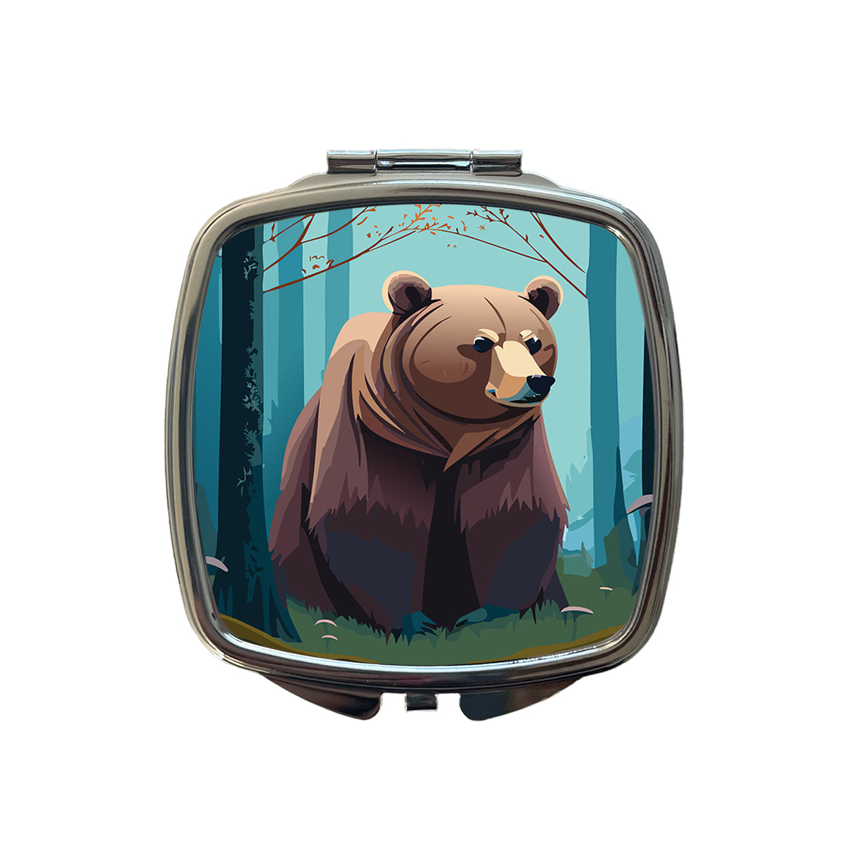 Bear in Forest Woodland Wilderness Small Travel Purse Handbag Pocket Makeup Compact Mirror