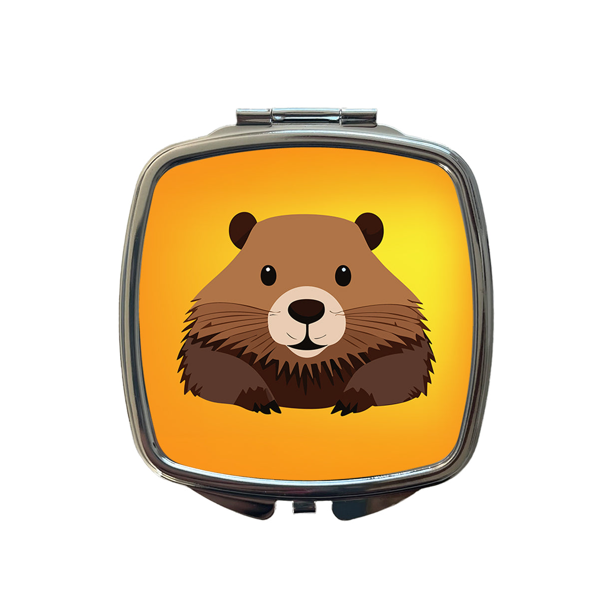 Beaver Cute Staring Small Travel Purse Handbag Pocket Makeup Compact Mirror