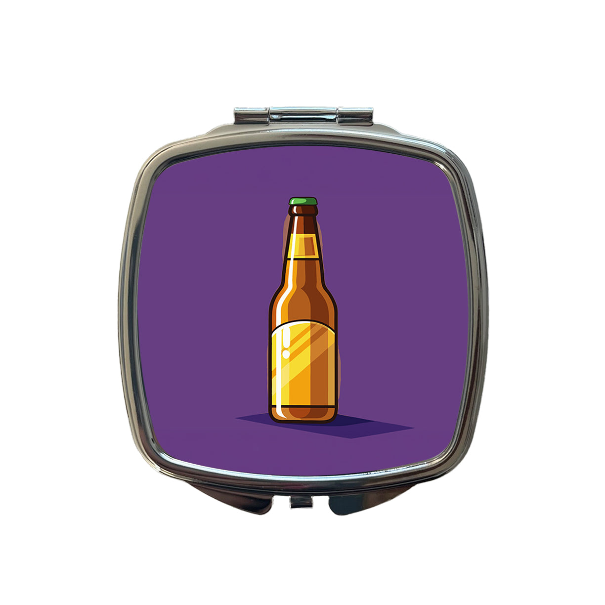 Beer Bottle Small Travel Purse Handbag Pocket Makeup Compact Mirror