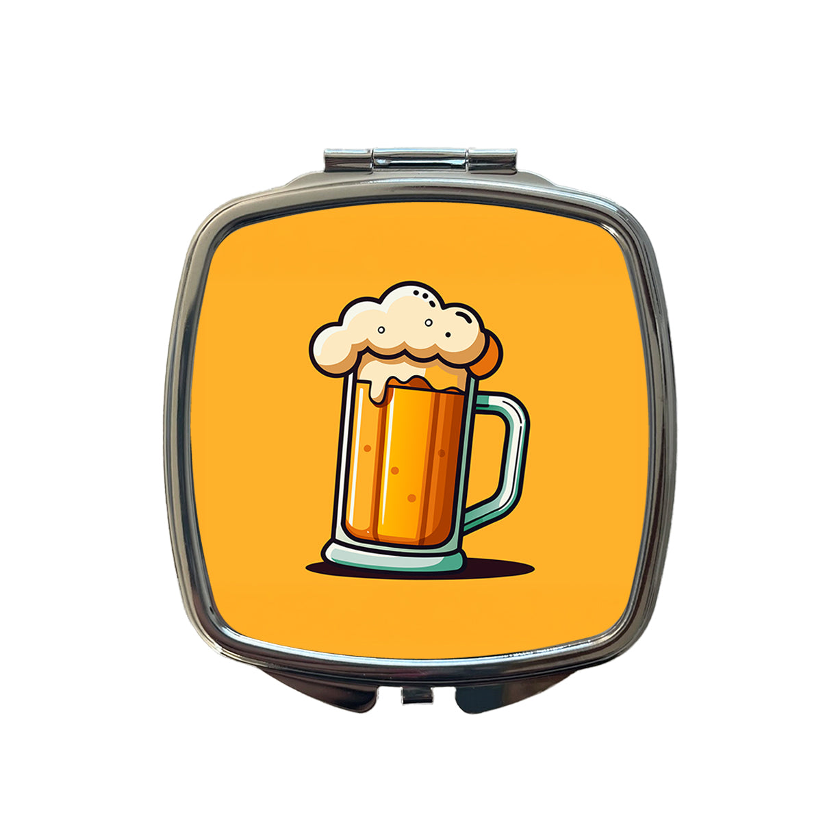 Beer Glass Foaming Stein Small Travel Purse Handbag Pocket Makeup Compact Mirror