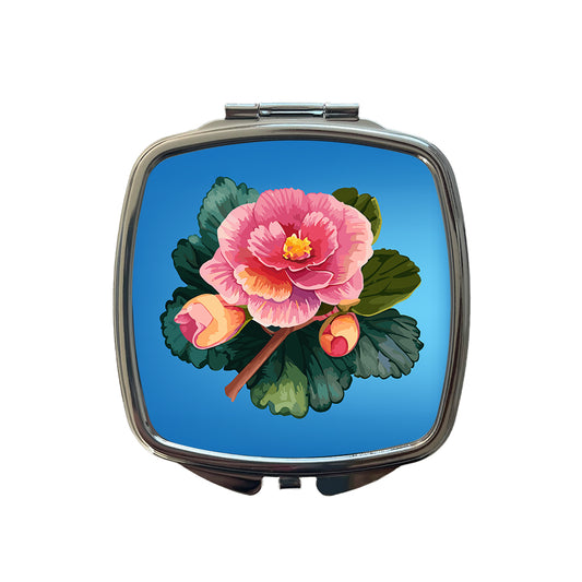 Begonia Flower Watercolor Small Travel Purse Handbag Pocket Makeup Compact Mirror