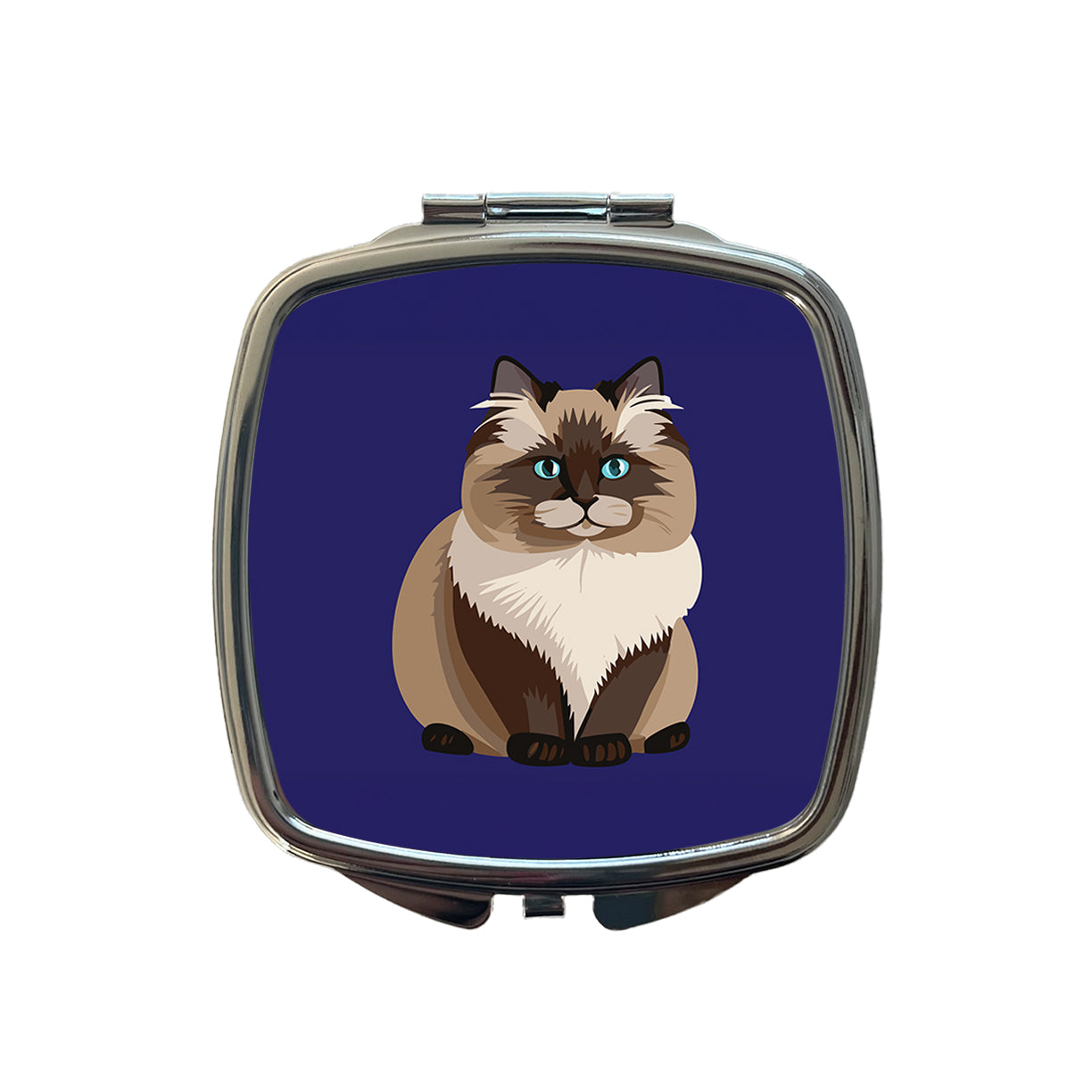 Birman Cat Sitting Small Travel Purse Handbag Pocket Makeup Compact Mirror