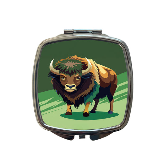 Bison Staring Small Travel Purse Handbag Pocket Makeup Compact Mirror