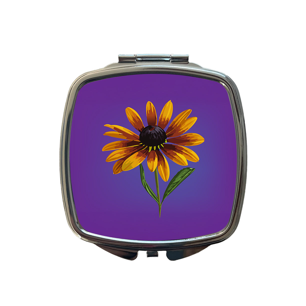 Black Eyed Susan Flower Yellow Watercolor Small Travel Purse Handbag Pocket Makeup Compact Mirror