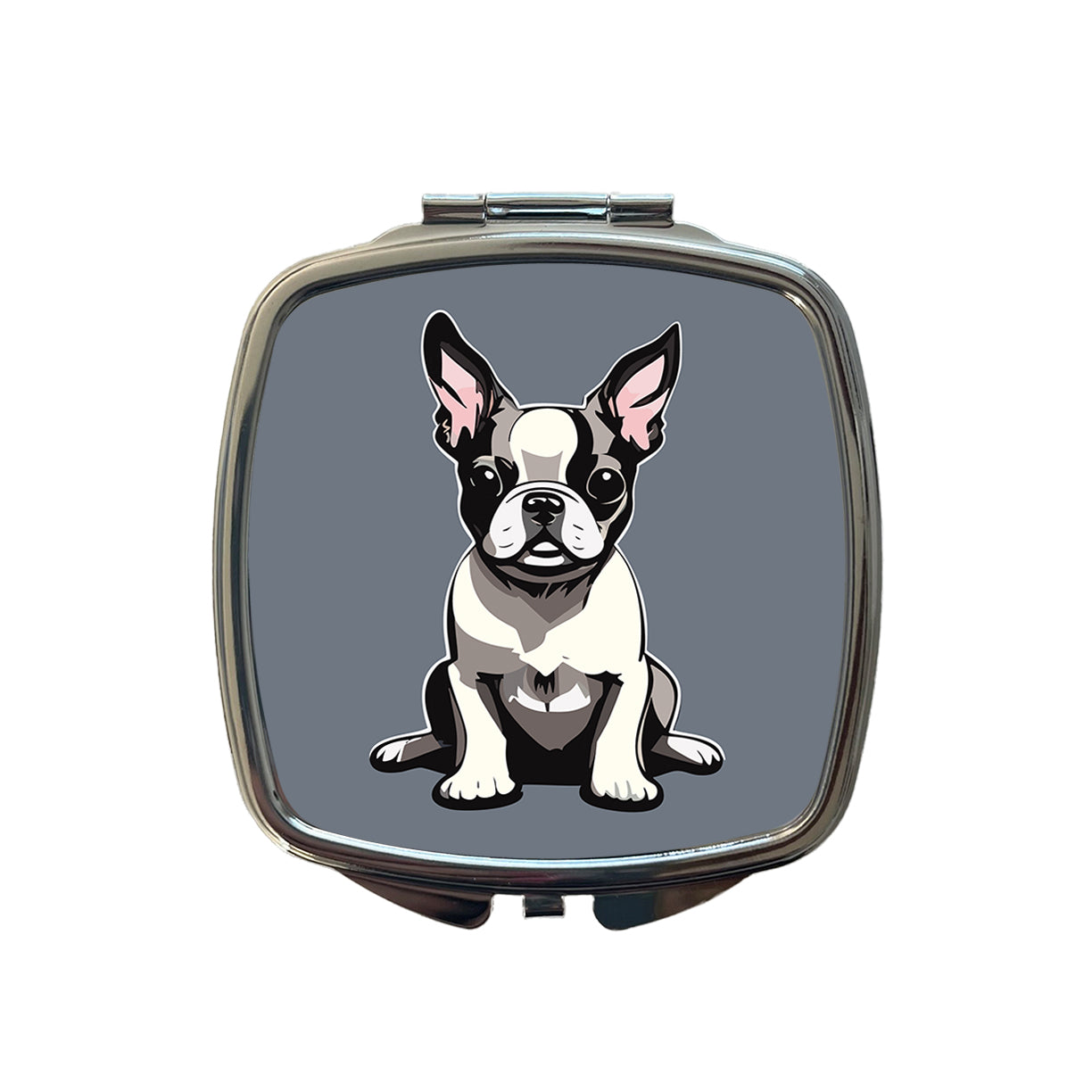 Boston Terrier Dog Sitting Small Travel Purse Handbag Pocket Makeup Compact Mirror