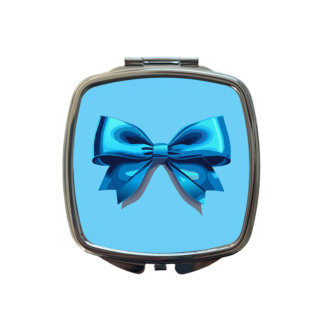 Bow Cheerleading Coquette Blue Small Travel Purse Handbag Pocket Makeup Compact Mirror