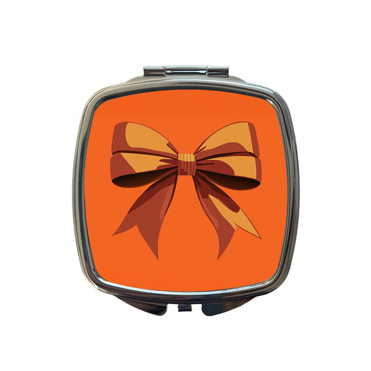 Bow Cheerleading Coquette Orange Small Travel Purse Handbag Pocket Makeup Compact Mirror