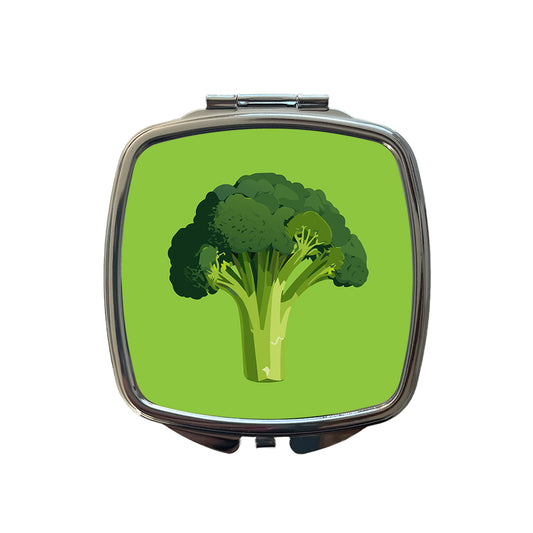 Broccoli Vegetable Vegan Vegetarian Small Travel Purse Handbag Pocket Makeup Compact Mirror