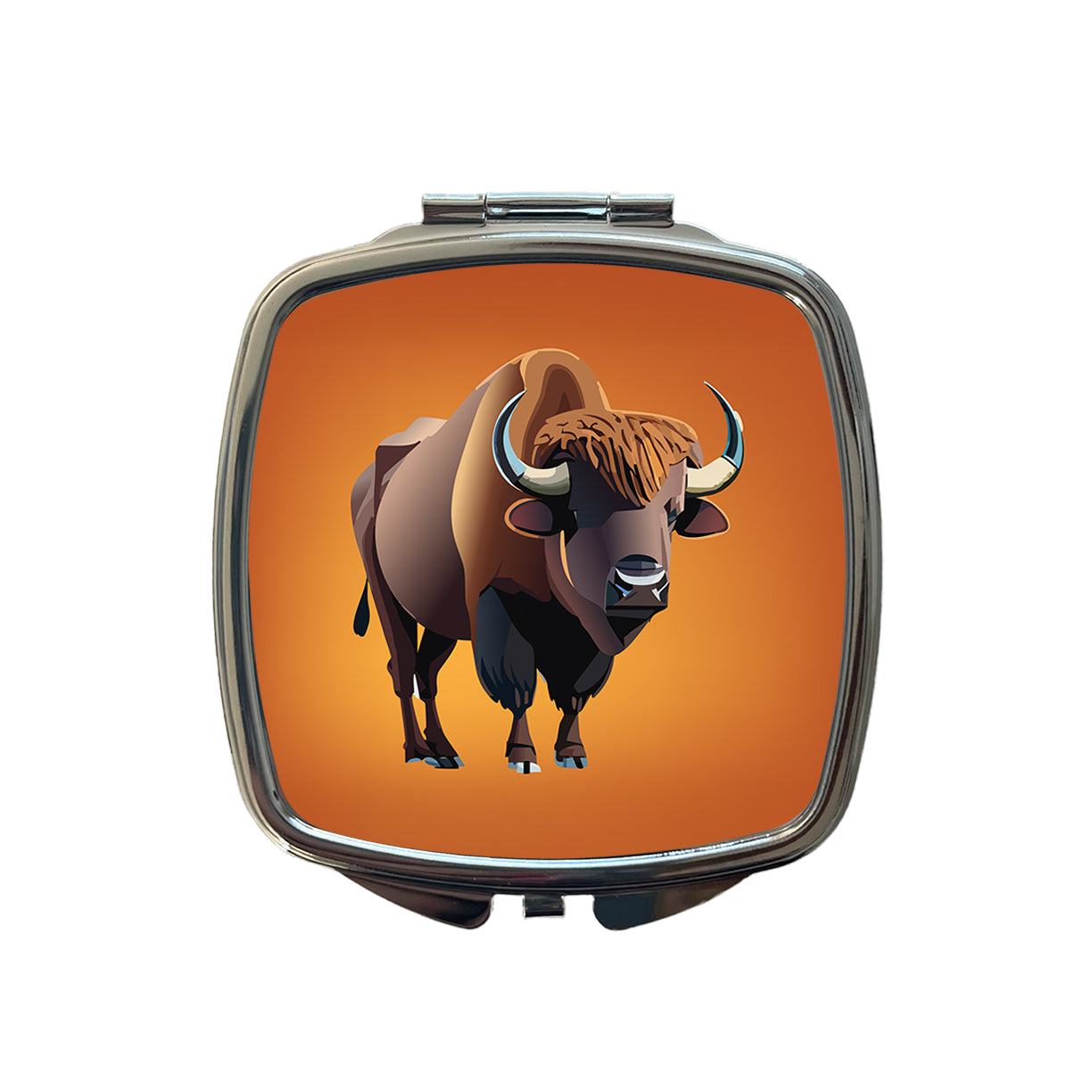 Buffalo Standing Small Travel Purse Handbag Pocket Makeup Compact Mirror