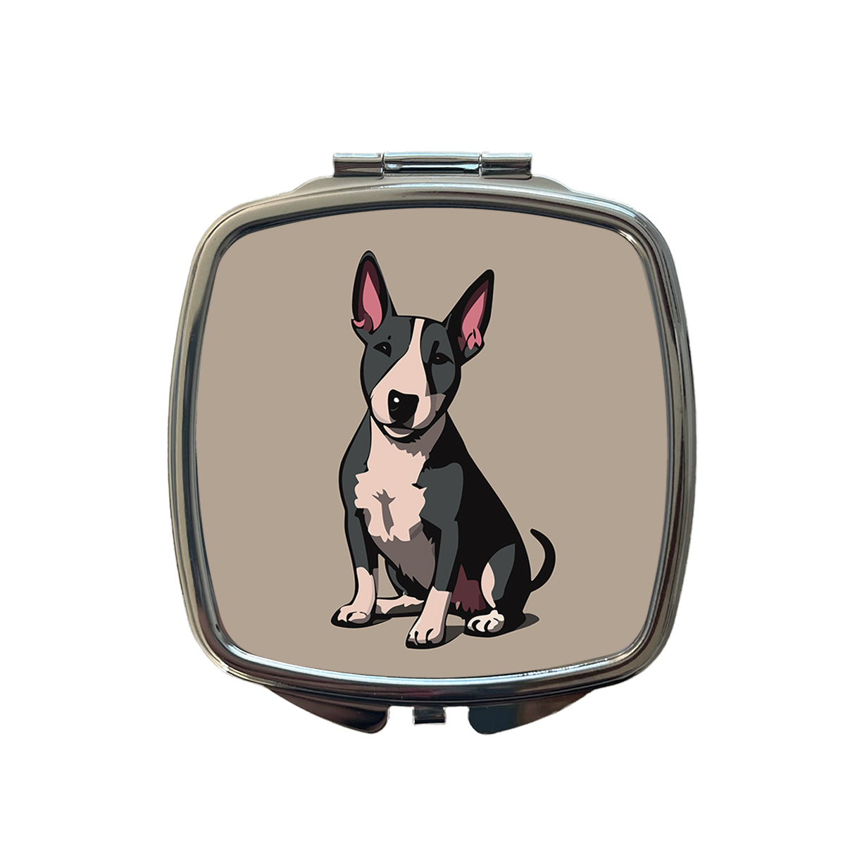 Bull Terrier Dog Sitting Small Travel Purse Handbag Pocket Makeup Compact Mirror
