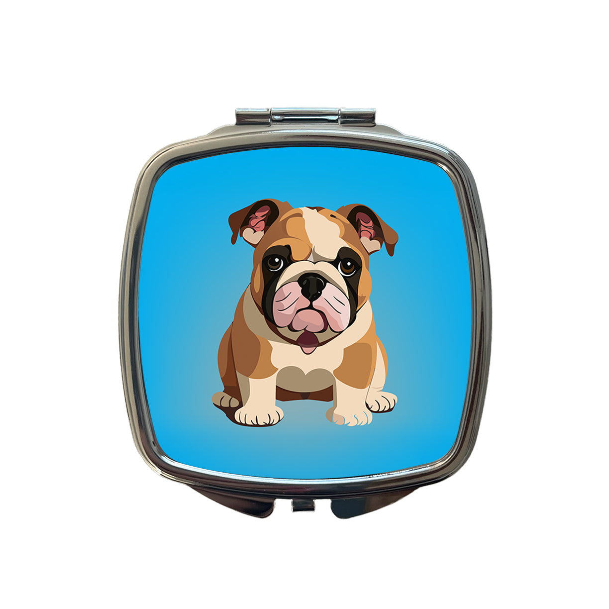 Bulldog Cute Dog Sitting Small Travel Purse Handbag Pocket Makeup Compact Mirror