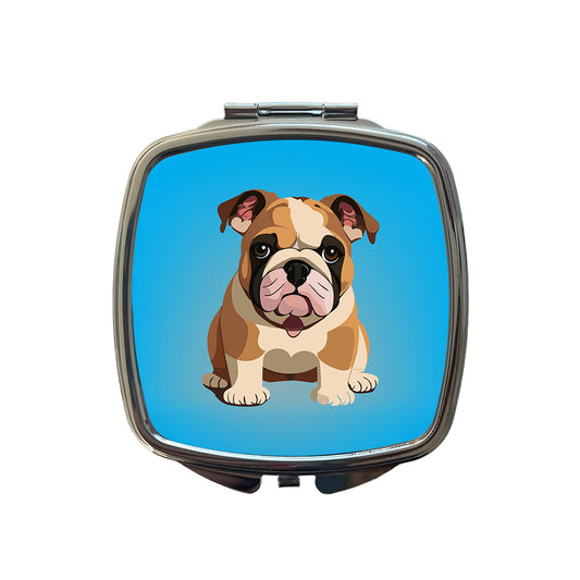 Bulldog Cute Dog Sitting Small Travel Purse Handbag Pocket Makeup Compact Mirror