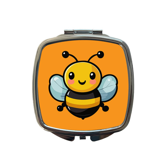 Bumble Bee Happy Small Travel Purse Handbag Pocket Makeup Compact Mirror