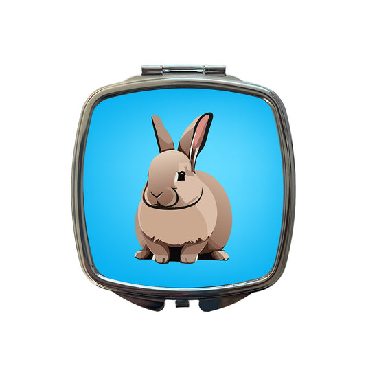 Bunny Rabbit Brown Small Travel Purse Handbag Pocket Makeup Compact Mirror