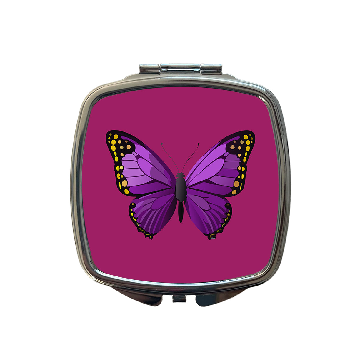 Butterfly Purple Small Travel Purse Handbag Pocket Makeup Compact Mirror