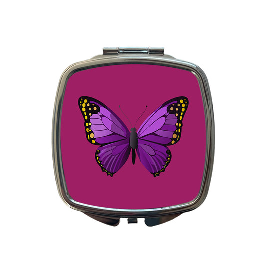 Butterfly Purple Small Travel Purse Handbag Pocket Makeup Compact Mirror