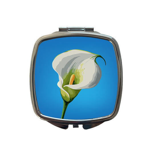 Calla Lily Flower White Small Travel Purse Handbag Pocket Makeup Compact Mirror