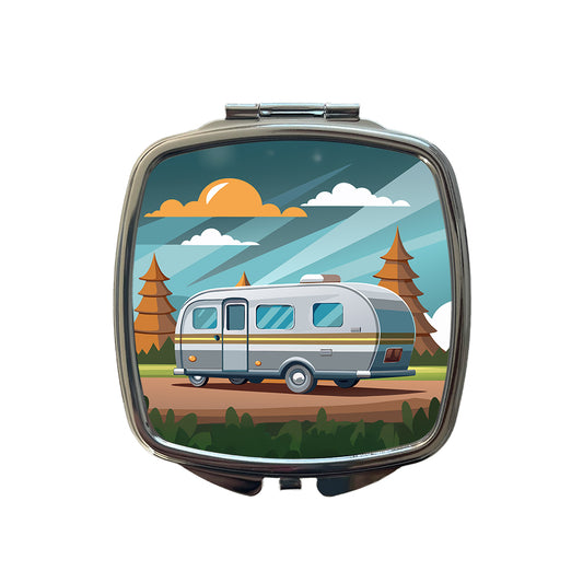 Camper RV Trailer Traveling Road Trip Small Travel Purse Handbag Pocket Makeup Compact Mirror