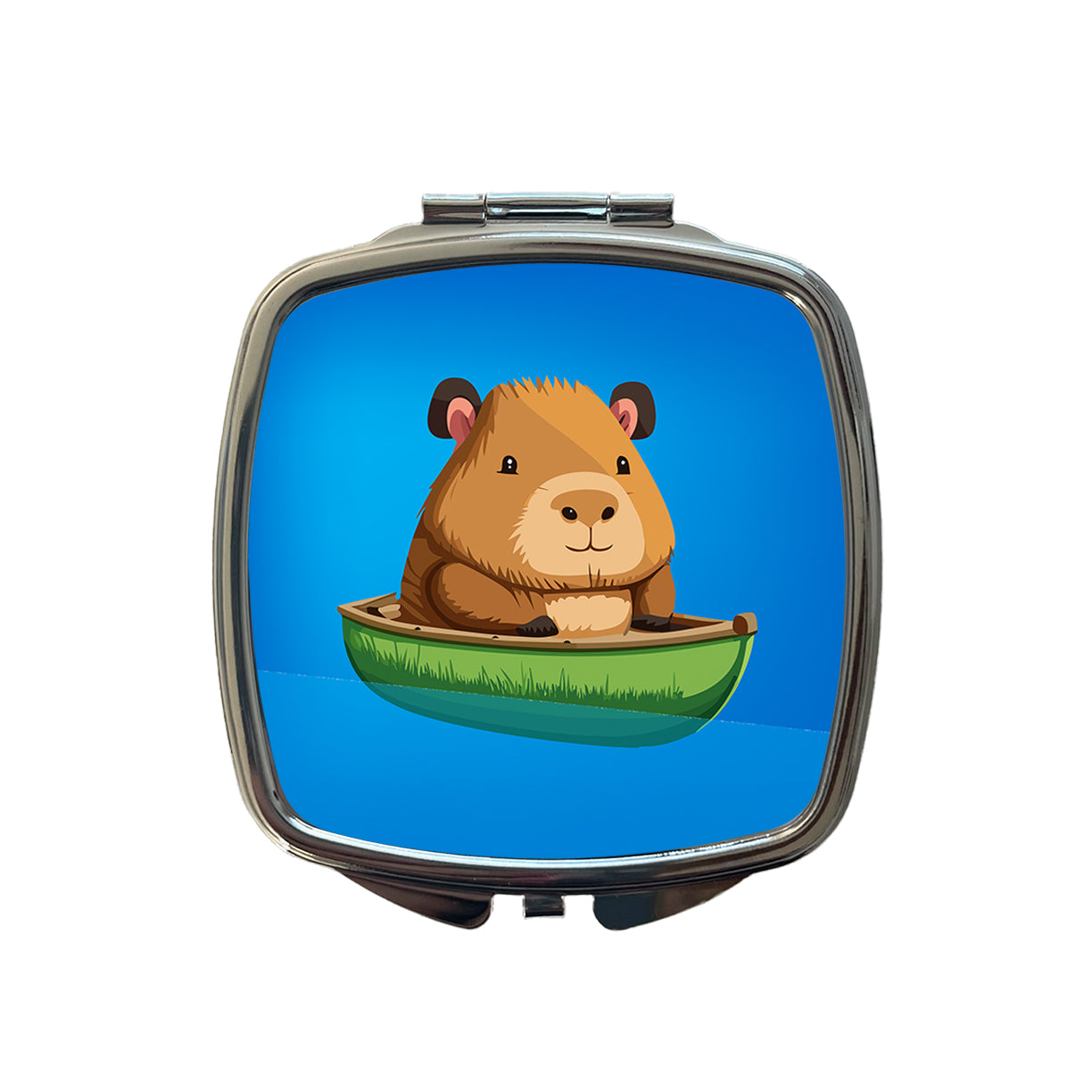 Capybara Canoeing Canoe Funny Small Travel Purse Handbag Pocket Makeup Compact Mirror
