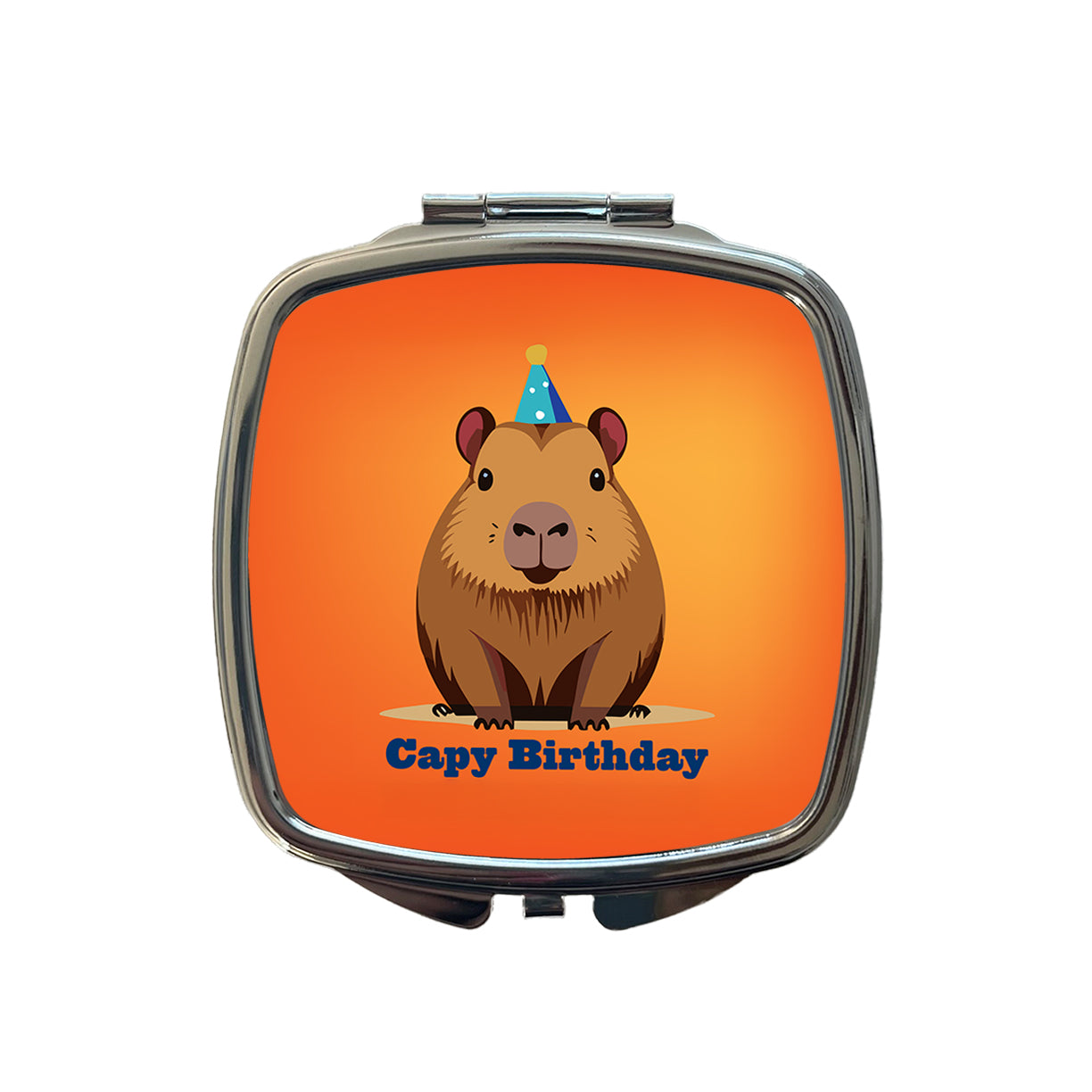 Capybara Happy Capy Birthday Funny Small Travel Purse Handbag Pocket Makeup Compact Mirror