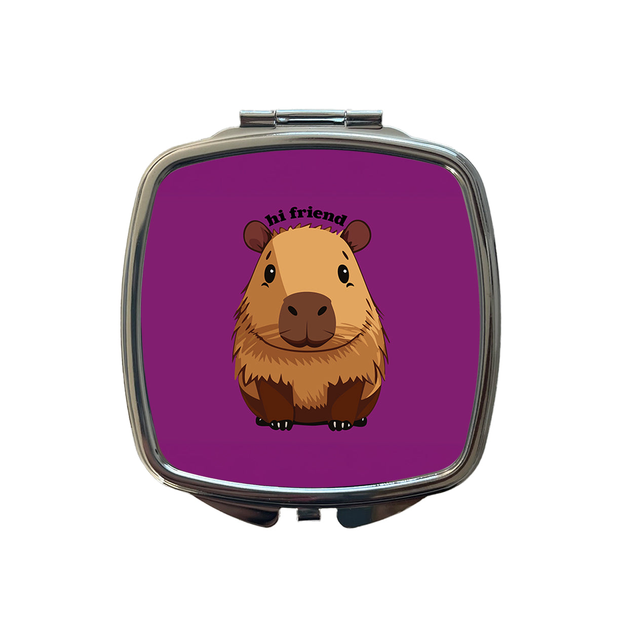 Capybara Hi Friend Hello Funny Small Travel Purse Handbag Pocket Makeup Compact Mirror