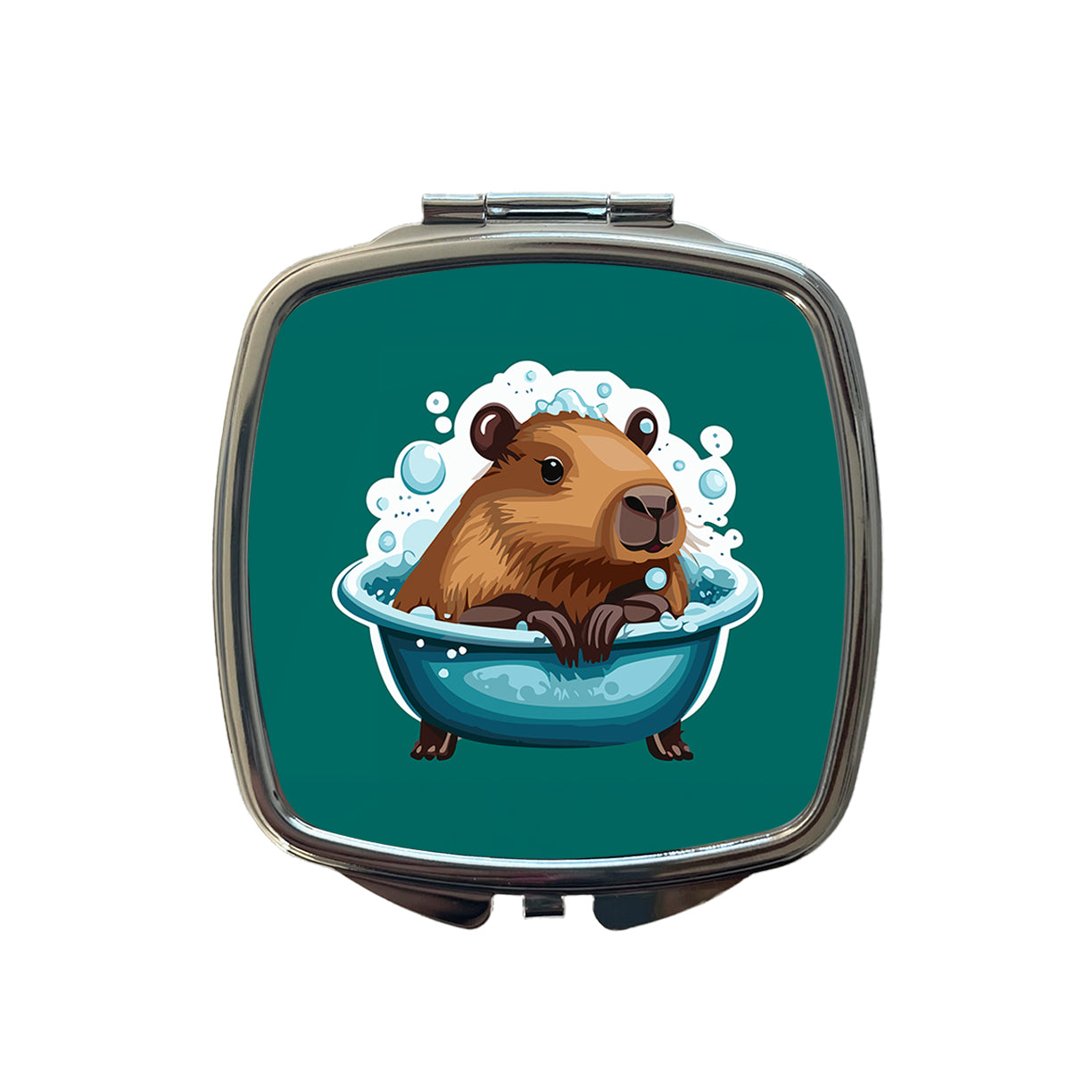 Capybara in Bubble Bath Bathing Funny Small Travel Purse Handbag Pocket Makeup Compact Mirror