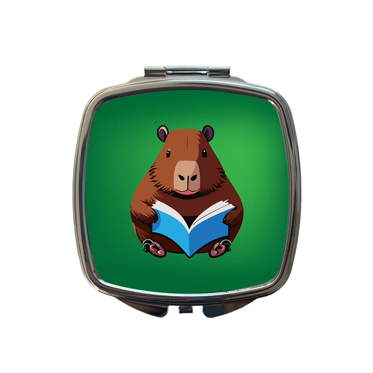 Capybara Reading Book Reader Small Travel Purse Handbag Pocket Makeup Compact Mirror