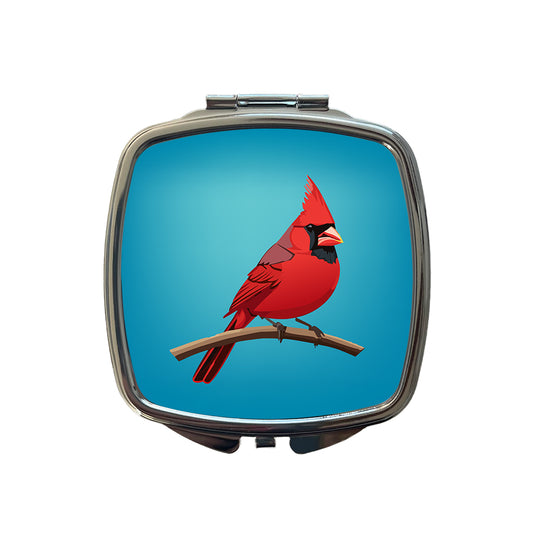 Cardinal Red on Branch Small Travel Purse Handbag Pocket Makeup Compact Mirror