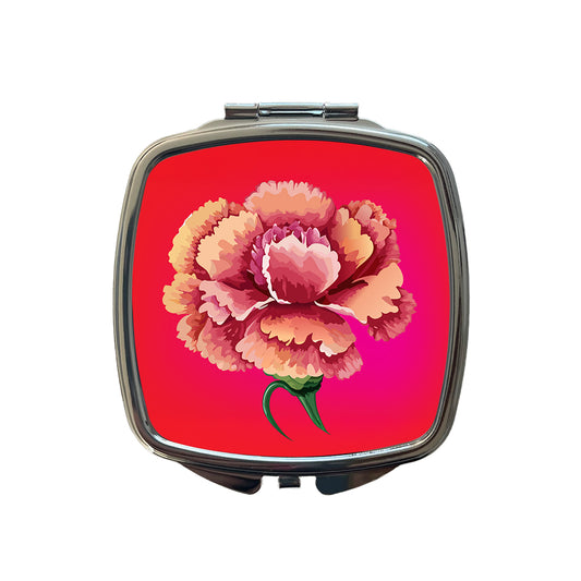 Carnation Flower Watercolor Small Travel Purse Handbag Pocket Makeup Compact Mirror