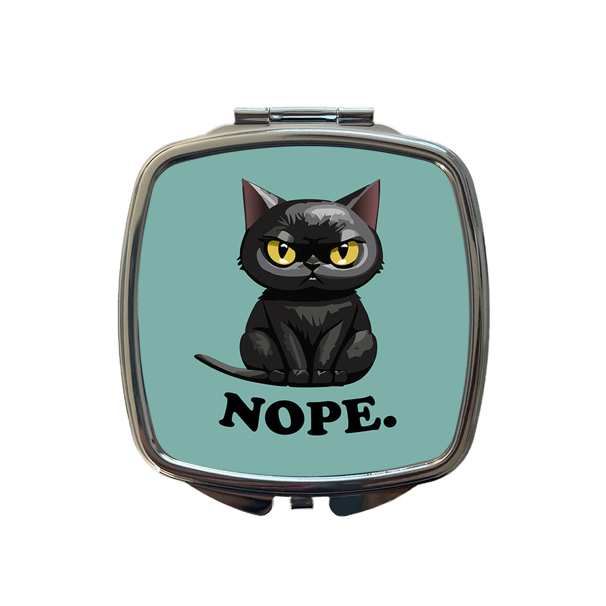 Cat Nope Funny Black Small Travel Purse Handbag Pocket Makeup Compact Mirror