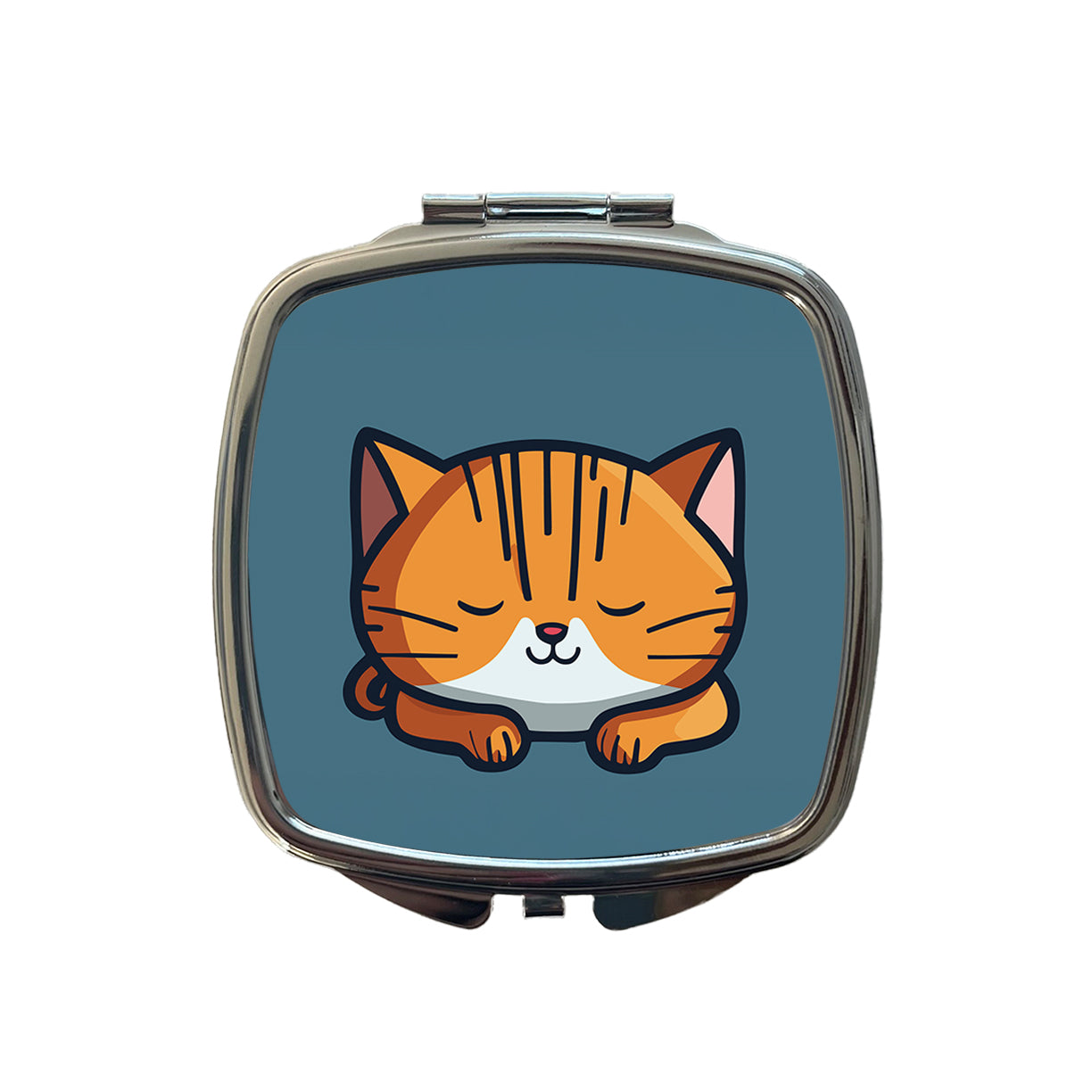 Cat Orange White Sleeping Small Travel Purse Handbag Pocket Makeup Compact Mirror